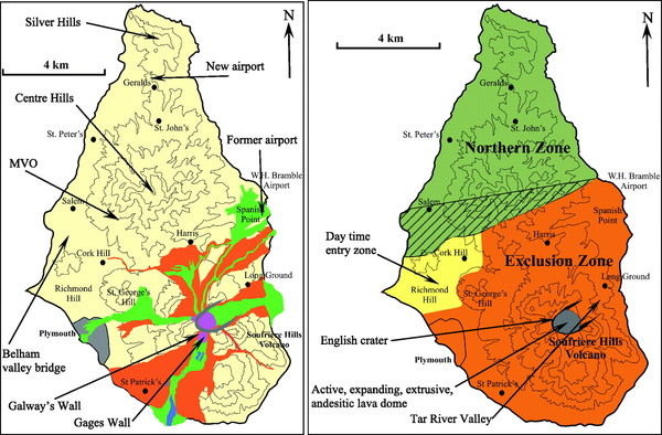 Montserrat lava flows Map