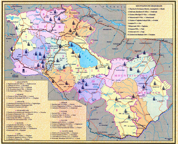 Monuments of Armenia and Nagorny Karabakh Map