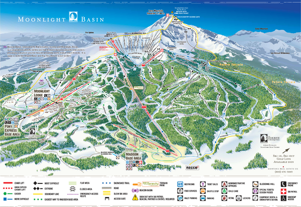Big Sky Run Map Moonlight Basin Ski Trail Map - Big Sky Montana United States • Mappery