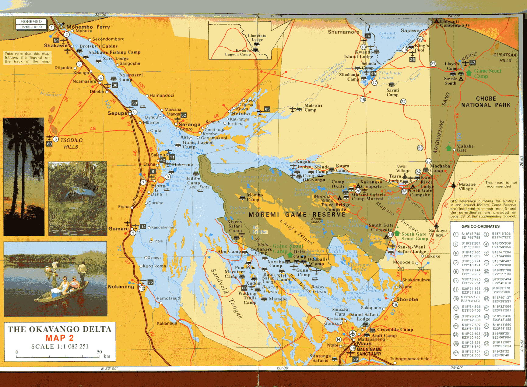 Moremi Game Reserve at Okavango Delta Map • mappery