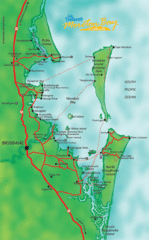Moreton Bay, Australia Beach Map