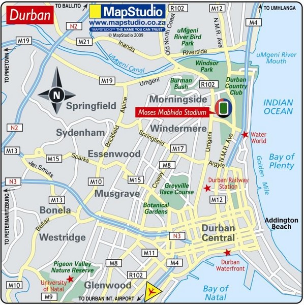 Moses Mabhida Stadium, Durban, South Africa Map