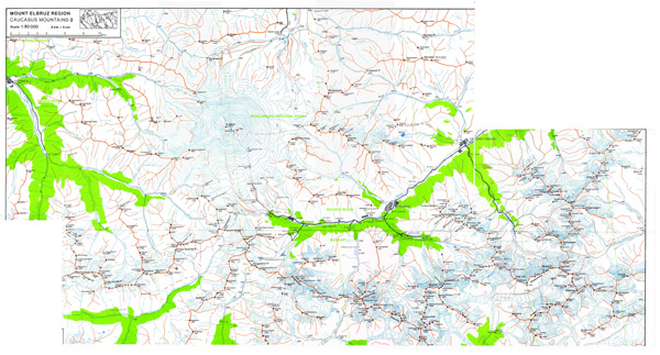 Mount Elbrus Caucasus Region Topo Map