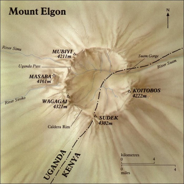 Mount Elgon shaded relief Map
