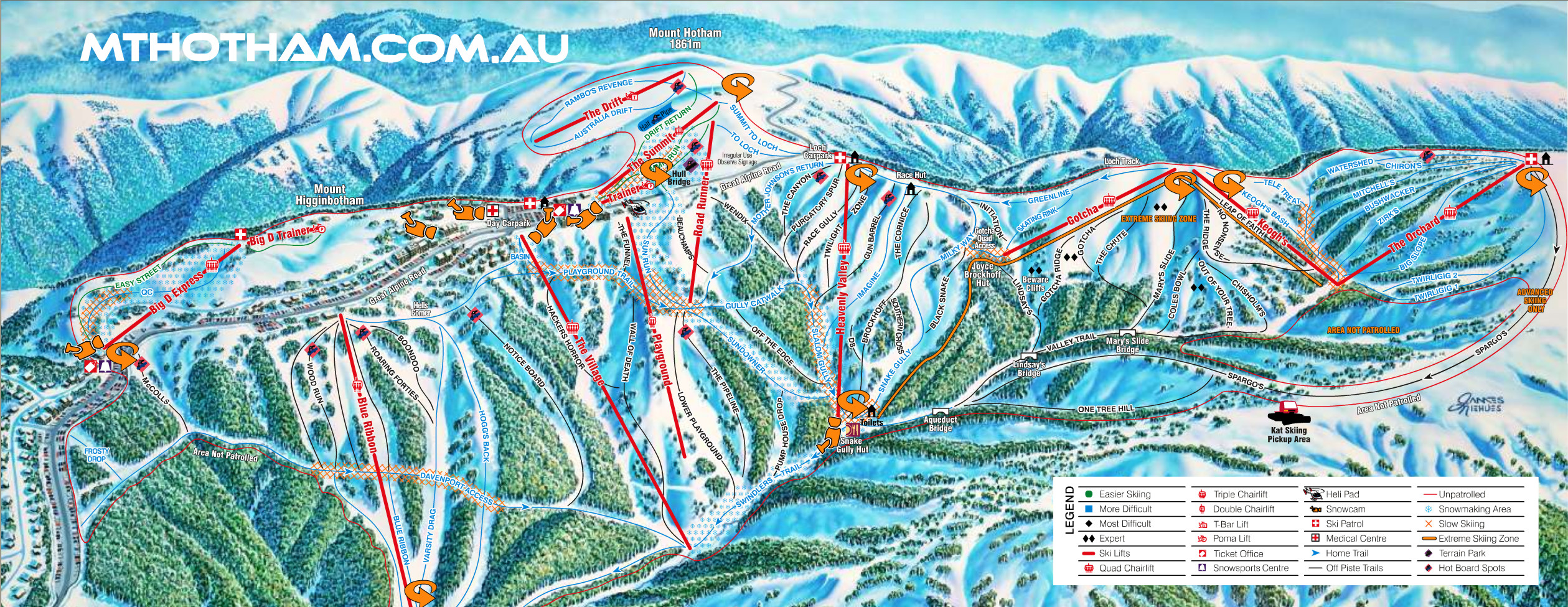 Mount Hotham Ski Trail Map - Harrietville Australia * mappery.