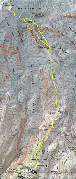 Mount Rainier Climbing Map