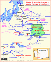 Mount Rainier Major Stream Drainages Map Mount Rainier Major Stream Drainages Map
