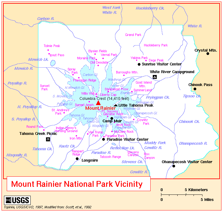 Mount Rainier National Park Vicinity Map - Mount Rainier ...