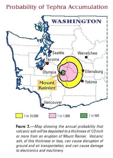 Mount Rainier Probability of Tephra (Ash) Accumulation Map