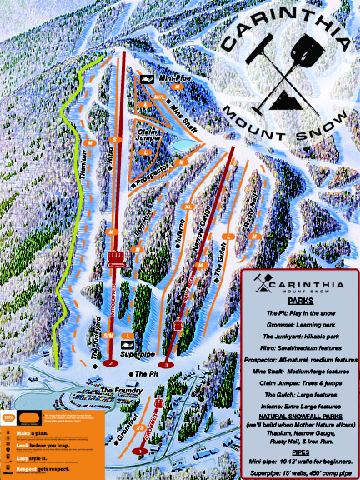 Trail Map Mount Snow Mount Snow Carinthia Terrain Park Ski Trail Map - West Dover Vermont United  States • Mappery
