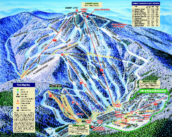 Mount Sunapee Ski Area Ski Trail Map