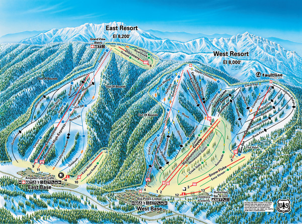 Mountain High Resort East & West Resorts Ski Trail Map