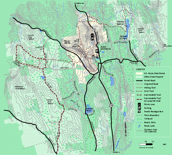 Mt. Grace State Forest trail map