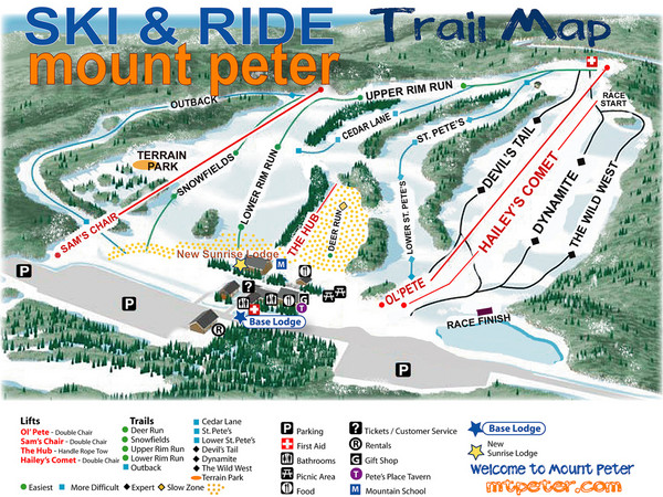 Mt. Peter Ski Area Ski Trail Map