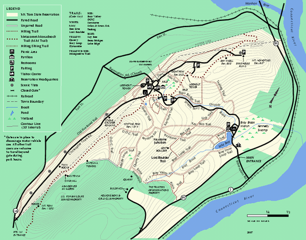 Mt. Tom State Reservation trail map