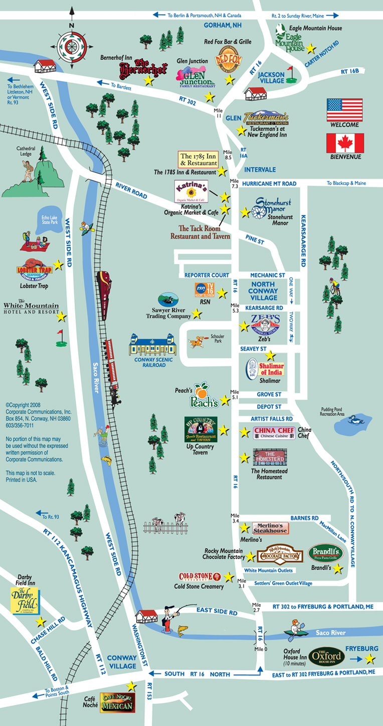 Mt Washington Valley Restaurant Guide Map Mt Washington Valley New