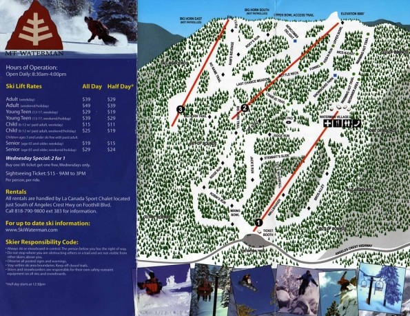 Mt. Waterman Season Ski Trail Map