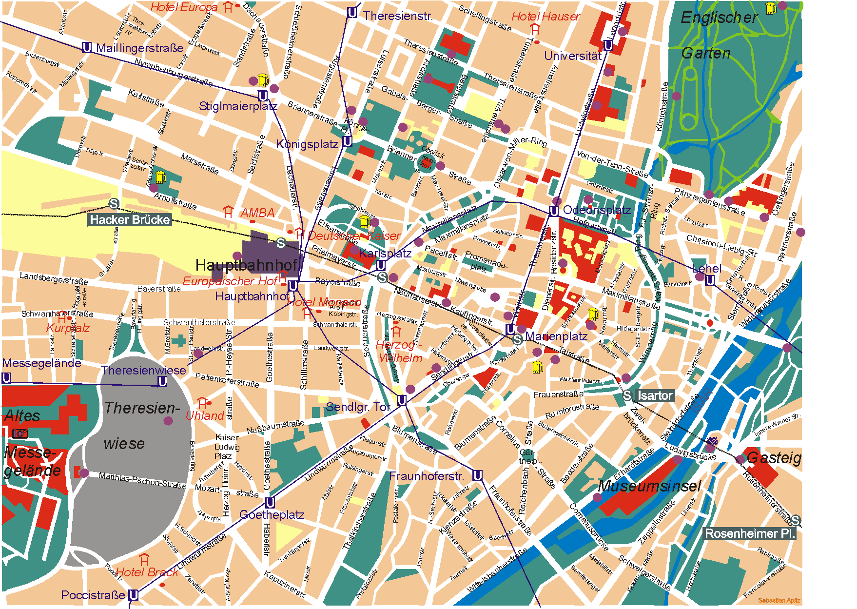 Munich Tourist Map Munich Germany • mappery