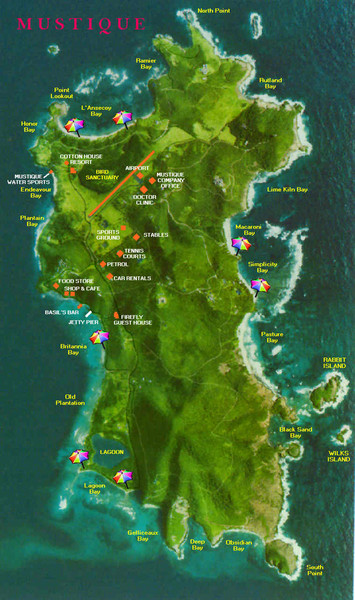 Mustique Island Map