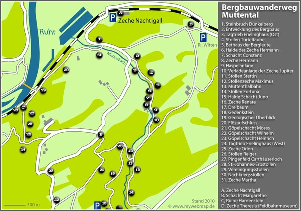 Muttental Bergbauwanderweg Map