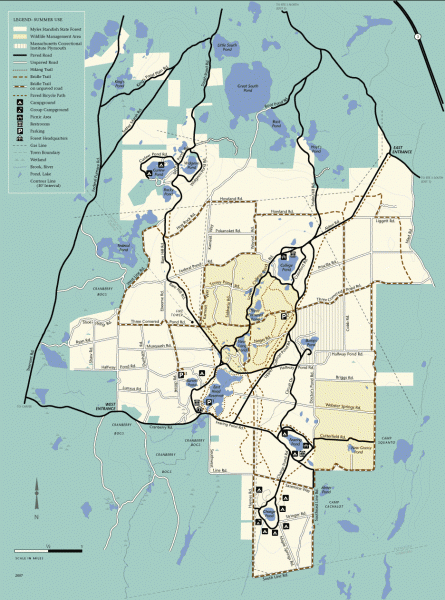 Myles Standish State Forest summer trail map