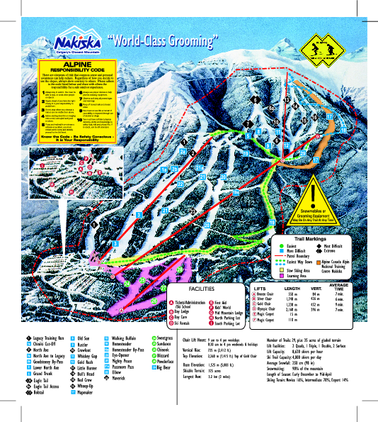 Wintergreen Resort Trail Map Nakiska Ski Resort Ski Trail Map - Alberta Canada • Mappery