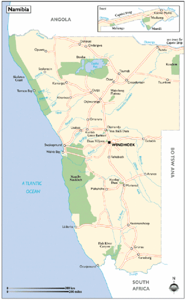 Namibia Tourist Map