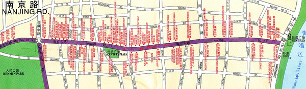 Nanjing Road in Shanghai Tourist Map