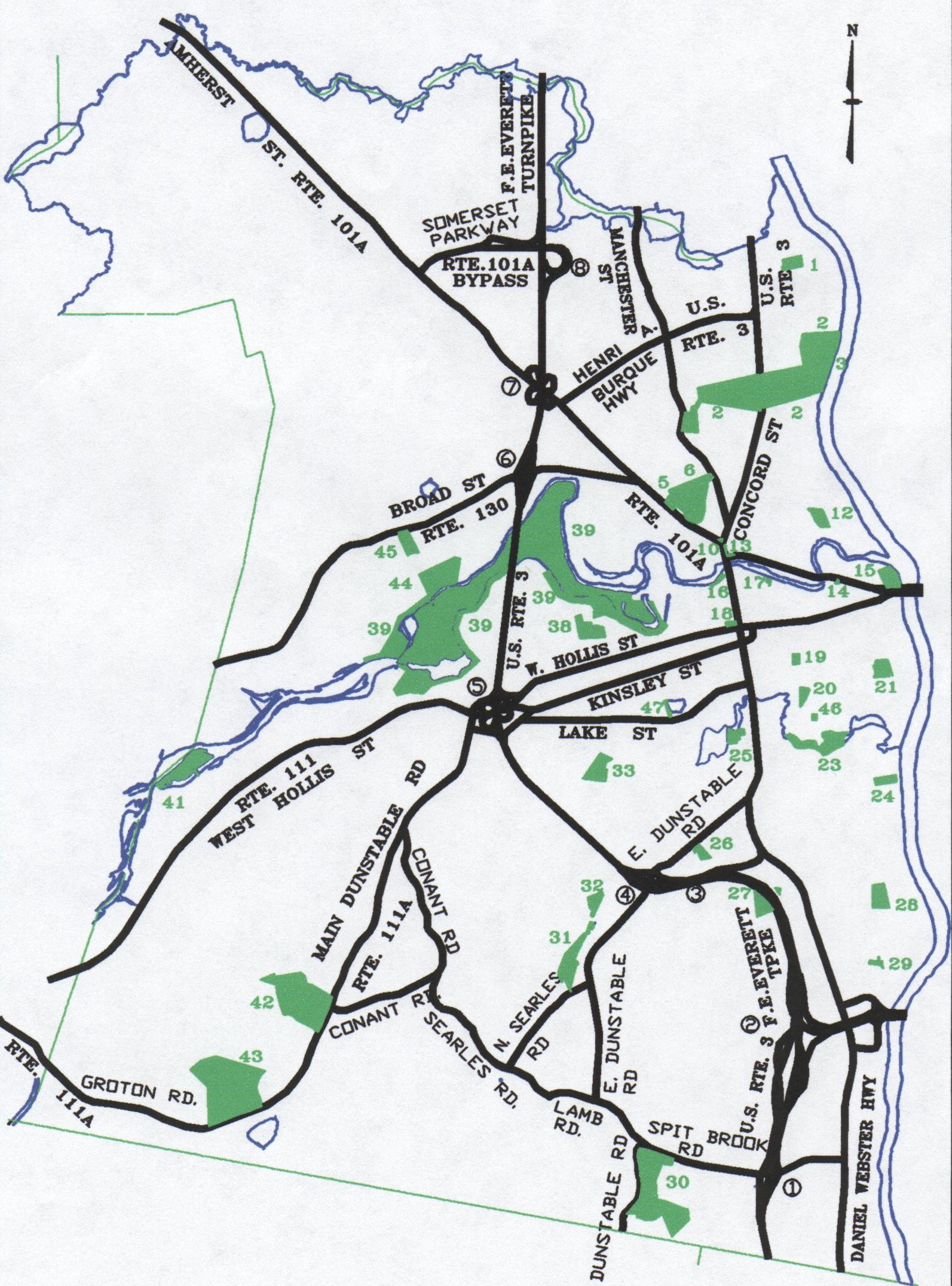 Nashua Parks Map Nashua New Hampshire • mappery