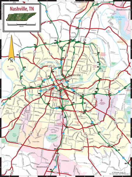 Nashville Road Map - Nashville TN • mappery