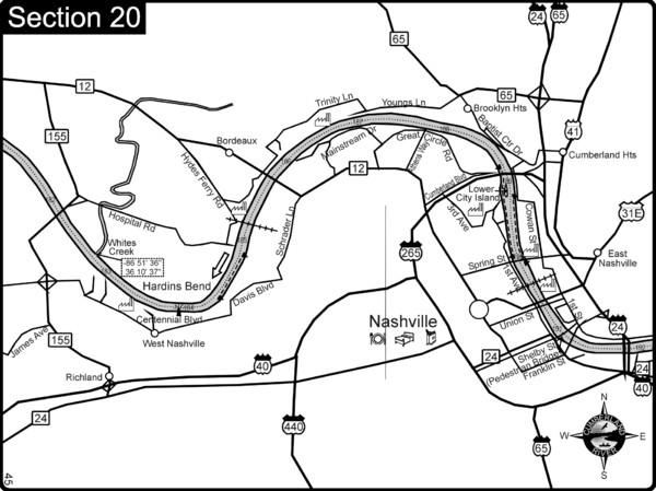 Nashville, TN-Cumberland River Map