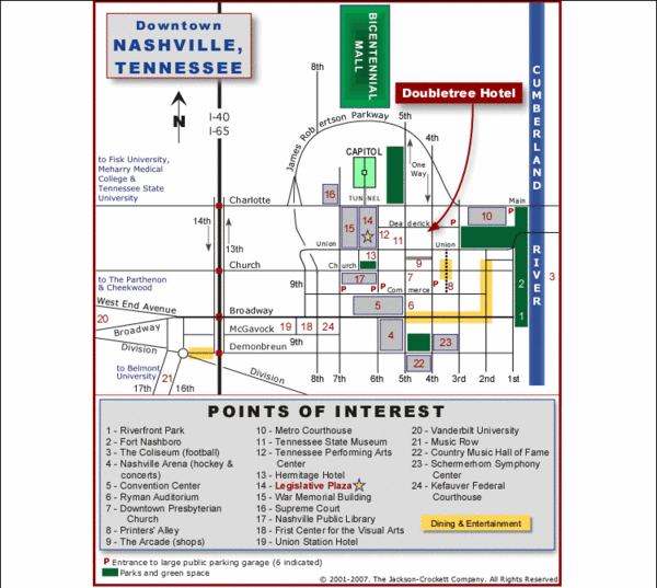 Nashville, TN Tourist Map