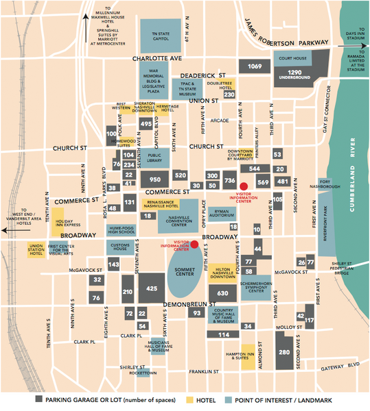 Nashville, TN Tourist Map