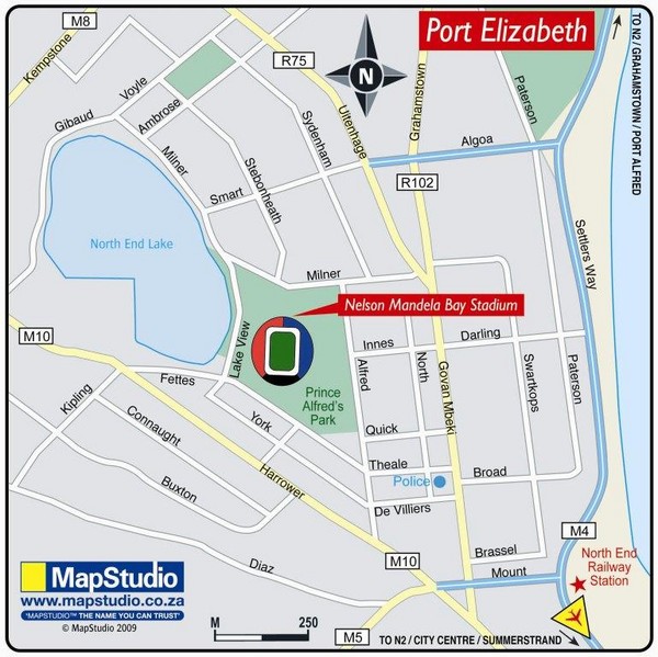 Nelson Mandela Bay Stadium, Port Elizabeth, South Africa Map