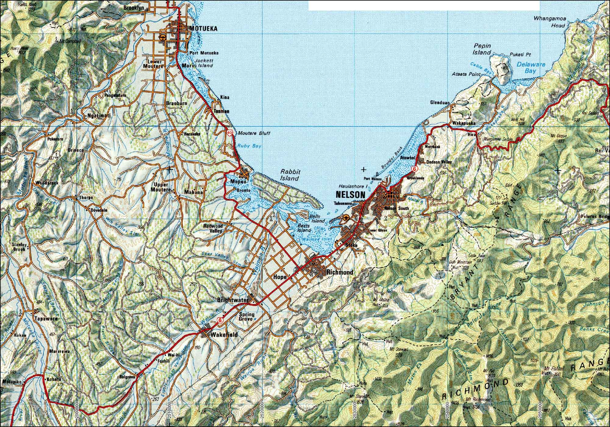 Nelson Topo Map - Nelson New Zealand * mappery.