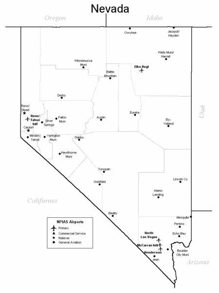 Nevada Airports Map