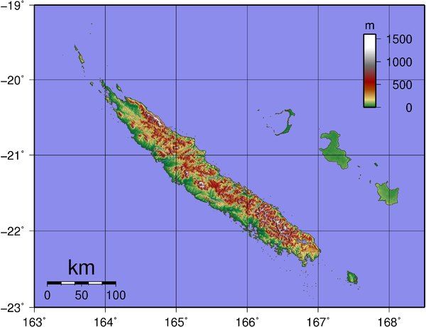 New Caldeonia Topographic Map