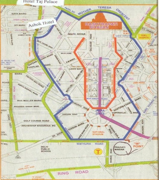 New Delhi Bus Tours Map
