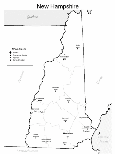 New Hampshire Airports Map