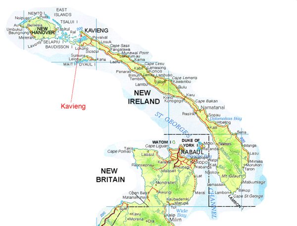 New Ireland and Kavieng Map