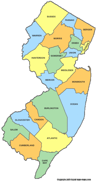 New Jersey Counties Map