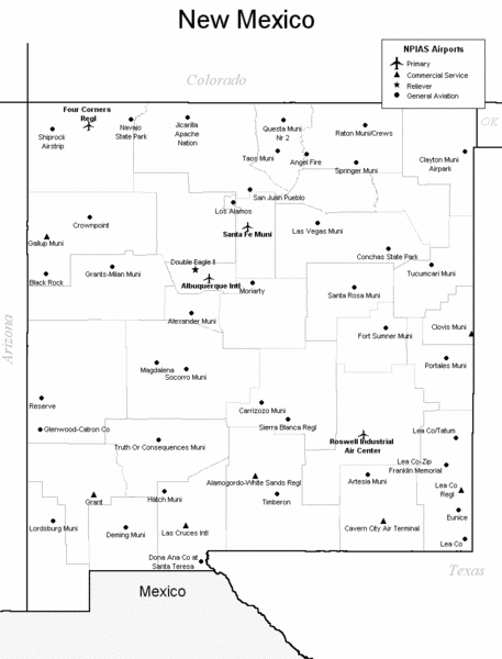 New Mexico Airports Map