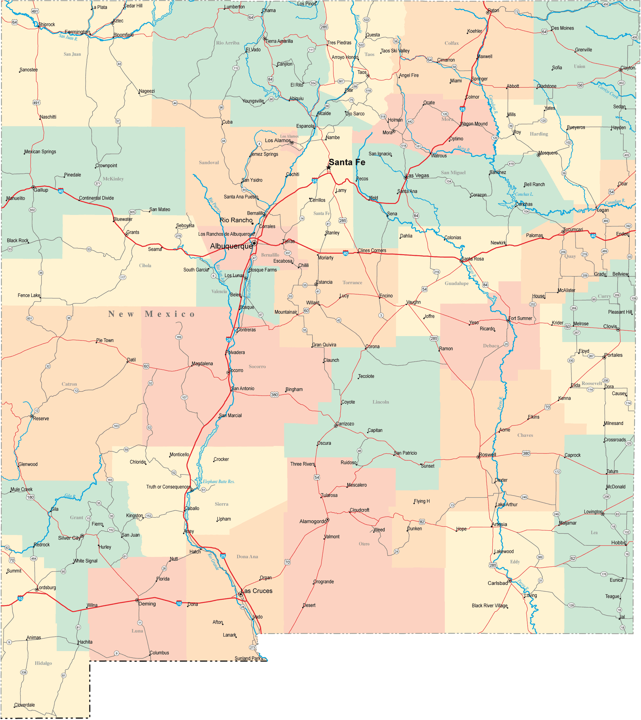 New Mexico Road Map New Mexico Road Map - New Mexico • Mappery