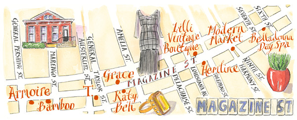 New Orleans Magazine Street Map