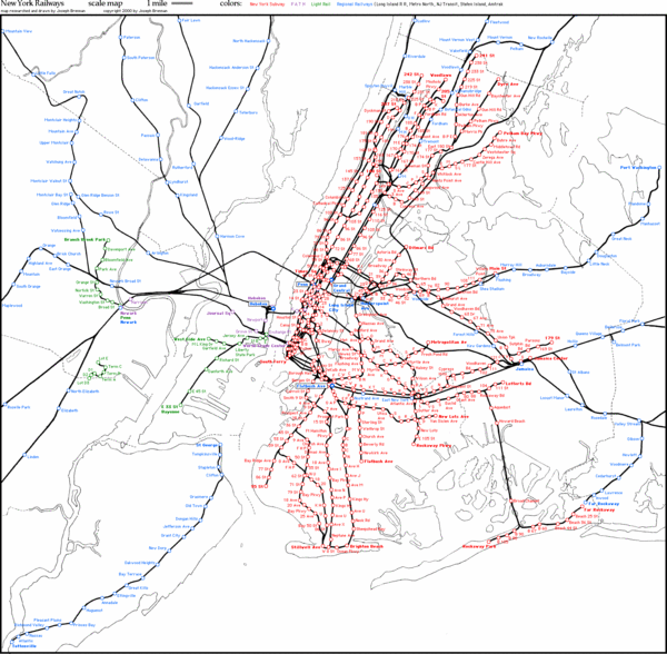 New York Railways Scale Map