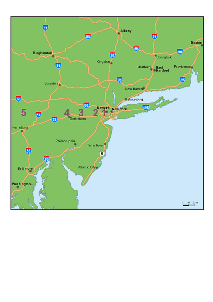 New York area, roads map