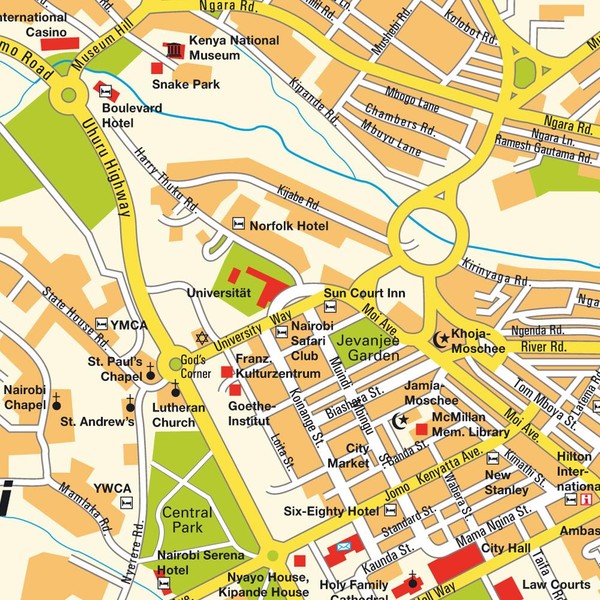 Map Of Nairobi City Niarobi City Map • Mappery