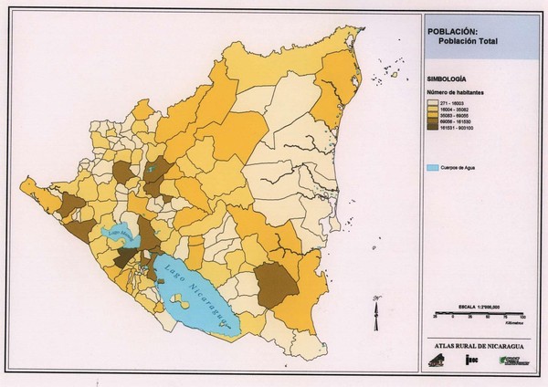 Nicaragua population density Map