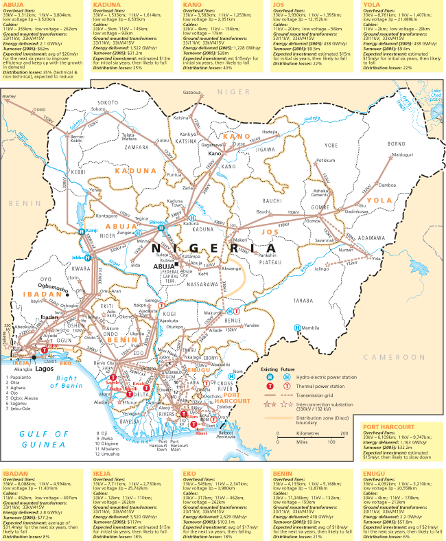 Nigeria electric grid Map • mappery