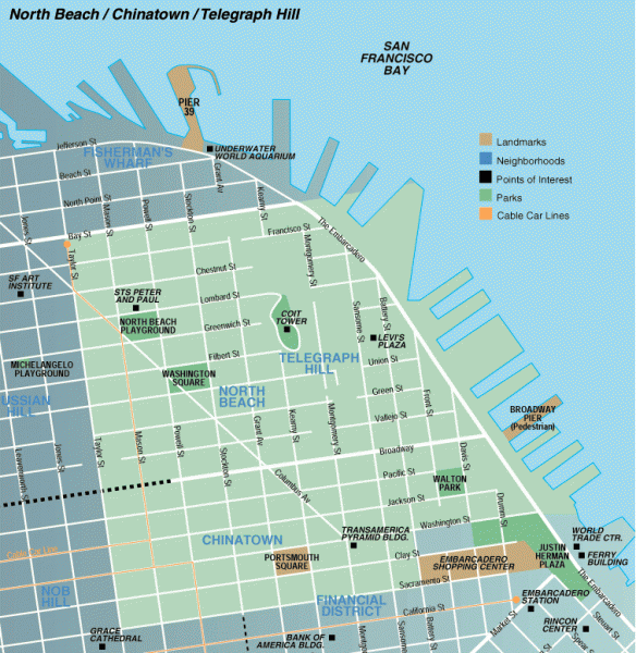 North Beach, Chinatown, Telegraph Hill map